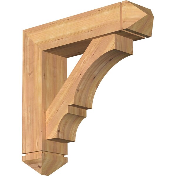 Ekena Millwork Balboa Arts and Crafts Smooth Bracket w/ Offset Brace, Western Red Cedar, 7 1/2"W x 30"D x 30"H BKT0806X30X30BOA03SWR - main